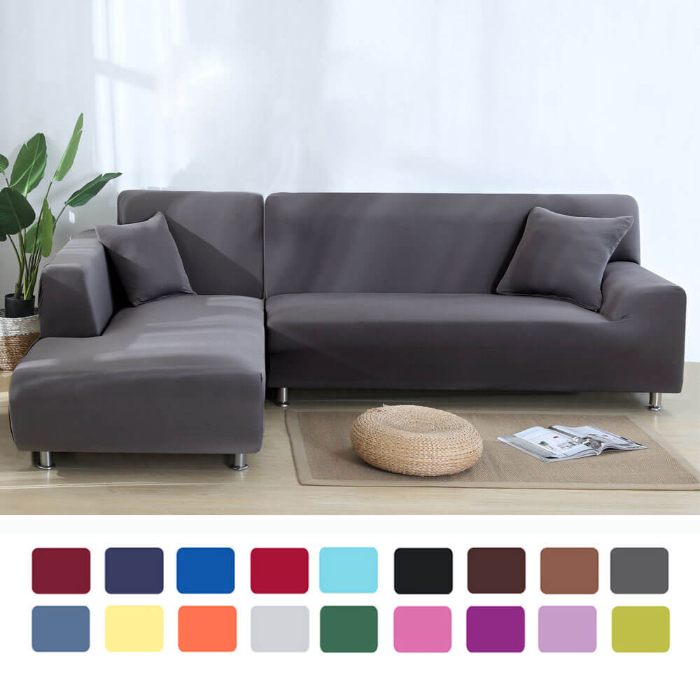 Sofa covers for l shape polyester fabric stretch slipcovers 3 2 seat