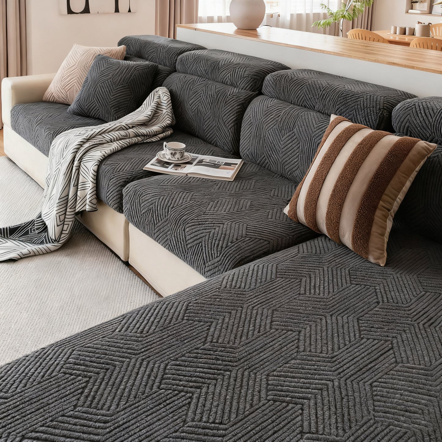 Cat Proof Sofa Cover, Full Elastic Slipcouch Protector, Machine Washable,Anti slip, Scratch resistant, Anti adhesive bristles