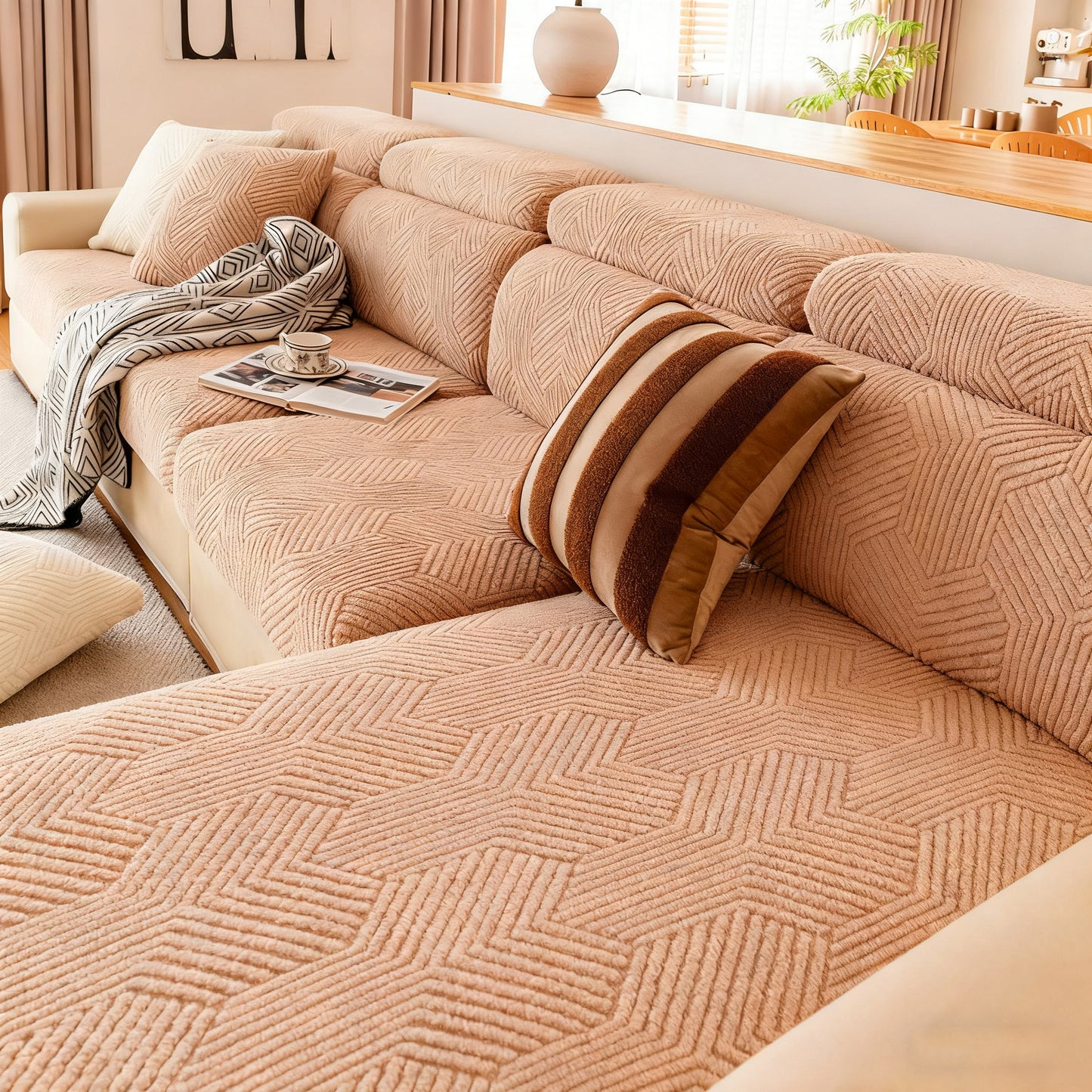 Cat Proof Sofa Cover, Full Elastic Slipcouch Protector, Machine Washable,Anti slip, Scratch resistant, Anti adhesive bristles