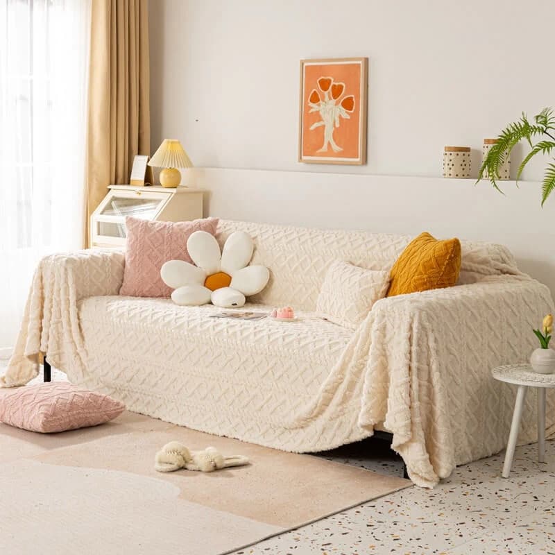 Shaggy Couch Cover Blanket, Couch Protectors from Cats Scratching,  Sectional Couch Covers for L-Shape