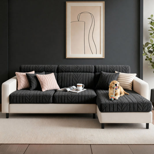 - Luxury Linen Sofa Cover, Sunny Living Room Scene, Gray 3-Seater Sofa Protector, Non-Slip & Wear-Resistant