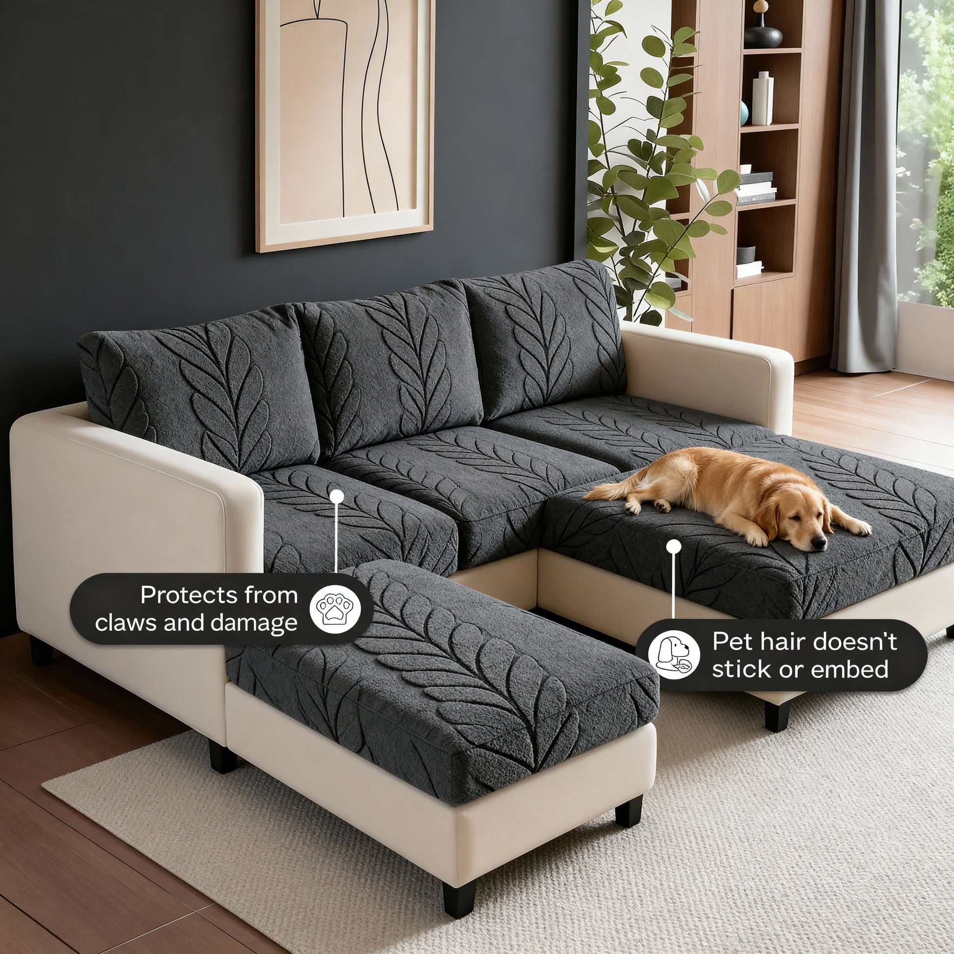 - Sofa Cover Pet-Proof Function, Wear-Resistant Fabric Resists Pet Scratching, Old Sofa Renovation Tool, Extends Sofa Lifespan