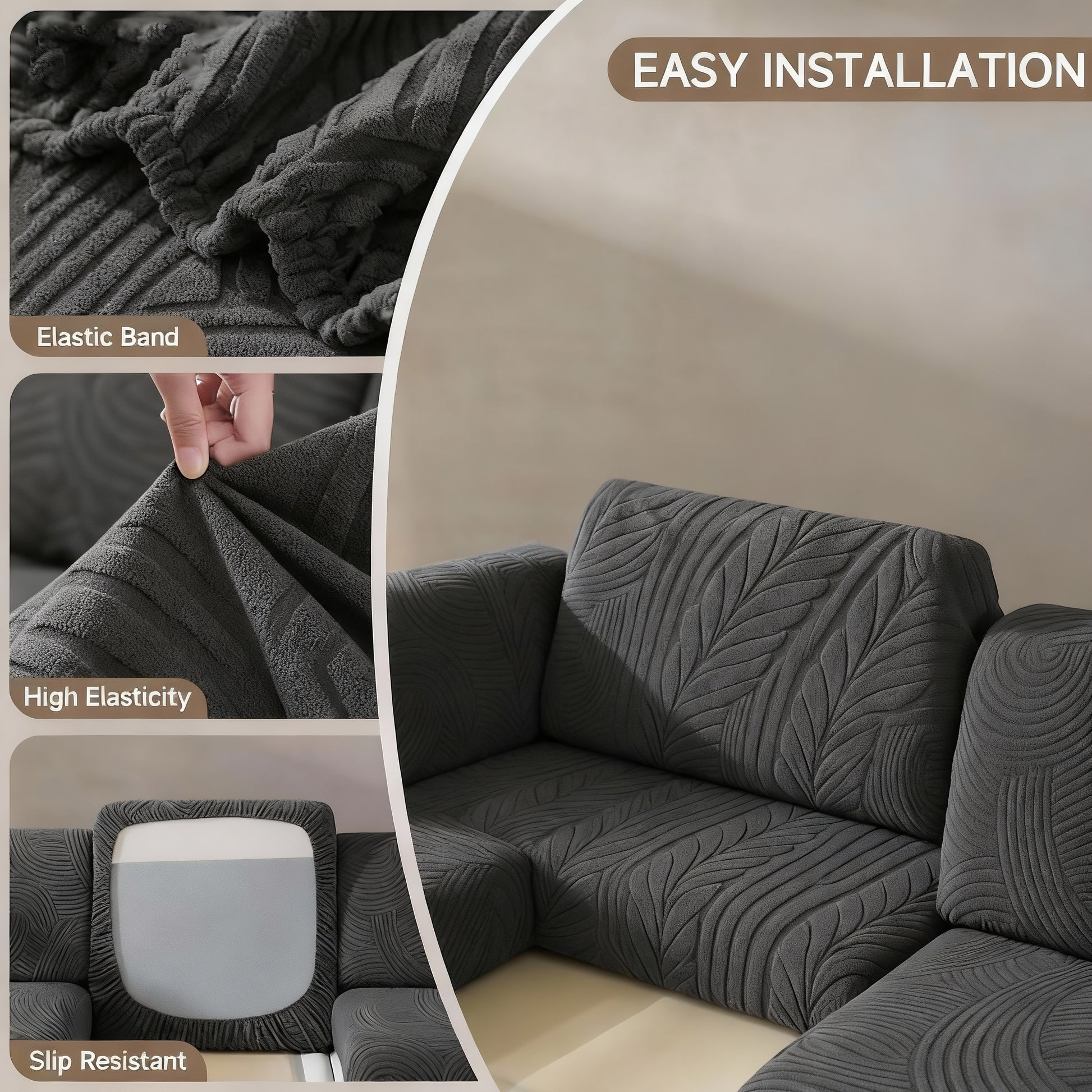 - Sofa Cover Non-Slip Buckle Design, Invisible Fixation Without Shifting, Detailed Workmanship Display, High Durability
