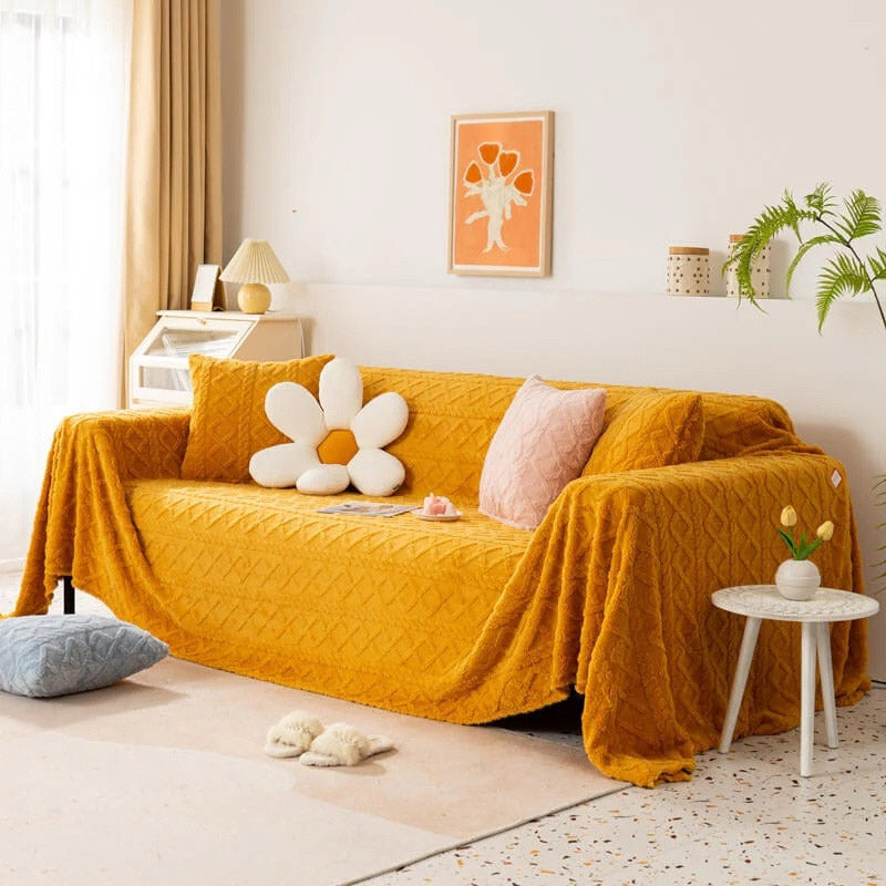 Shaggy Couch Cover Blanket, Couch Protectors from Cats Scratching,  Sectional Couch Covers for L-Shape