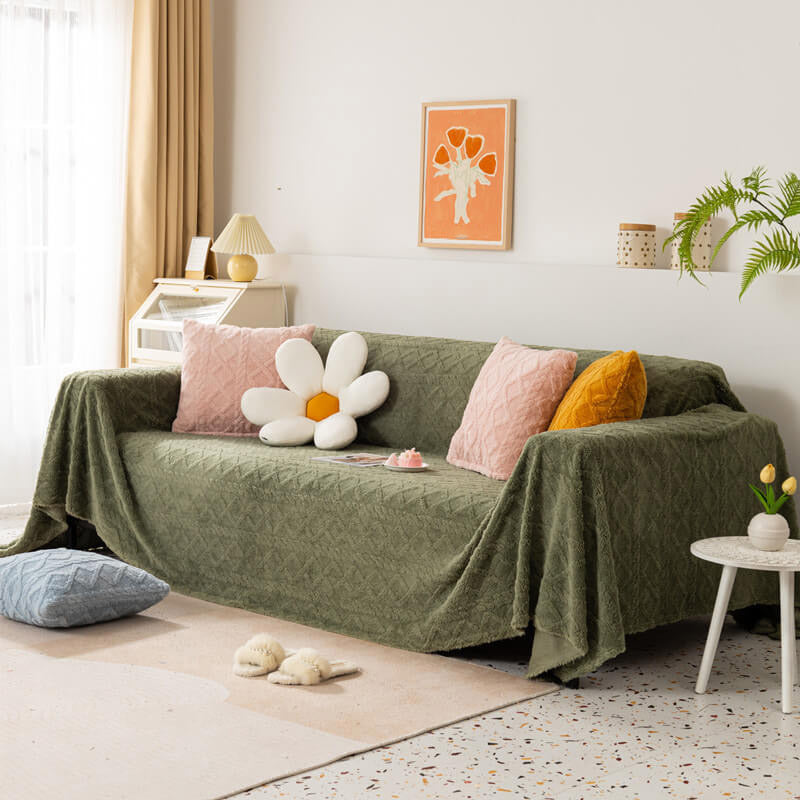 Shaggy Couch Cover Blanket, Couch Protectors from Cats Scratching,  Sectional Couch Covers for L-Shape