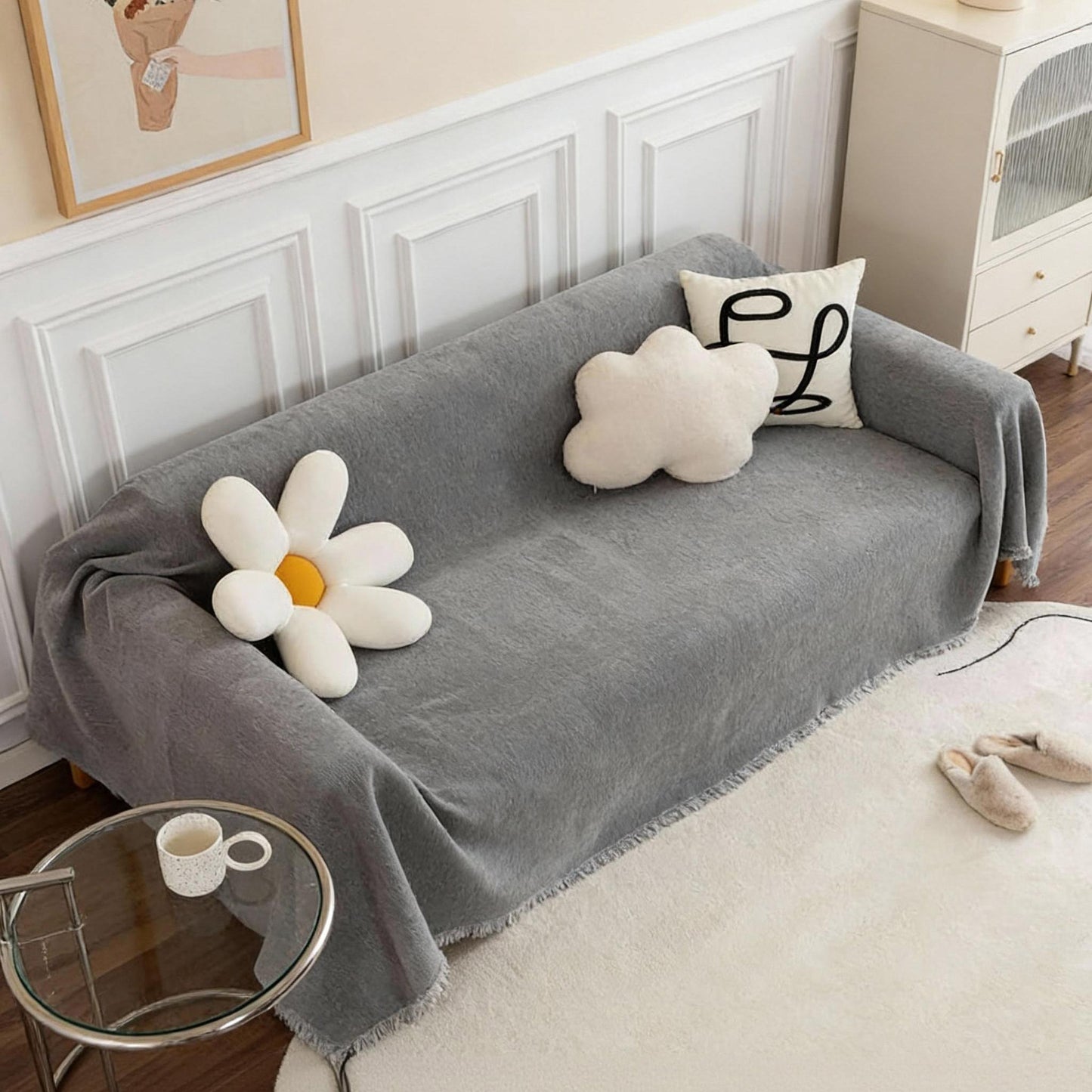 Pet Proof Chenille Sofa Cover by Sofa Cover First - Machine Washable, Scratch Resistant Protector for Couches with Dogs or Cats